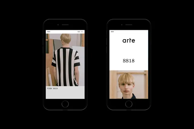 Smartphone UI Mockup with Editorial Layout, minimal, swiss, light