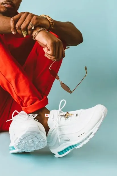 Sneaker Product Mockup with Model, photographic, vibrant