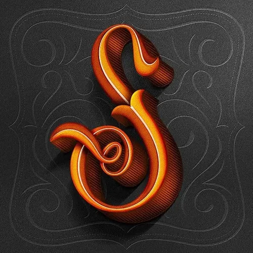 Stylized Calligraphic Letter S, luxury, 3d-render, dark