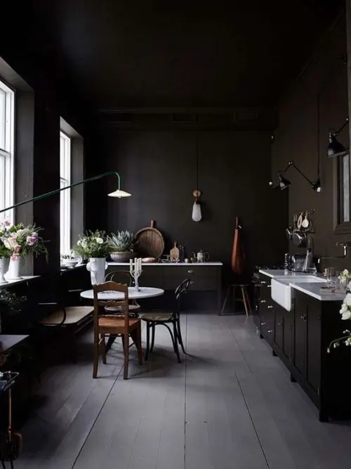 Industrial Interior Design with Minimalist Furniture, minimal, dark-mode, dark