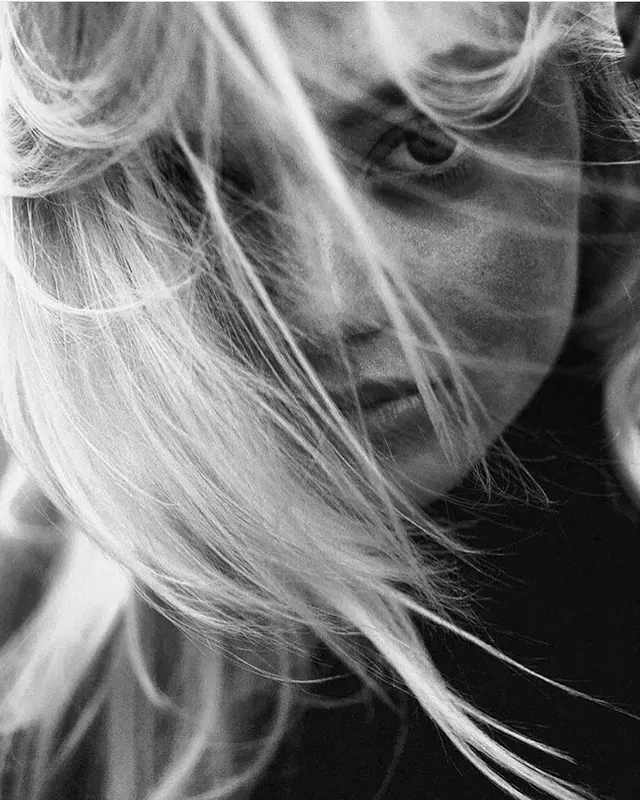 Monochrome Portrait with Hair Overlay, monochrome, photographic, monochrome
