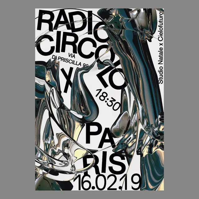 Radio Circus Poster, maximalist, 3d-render, dark