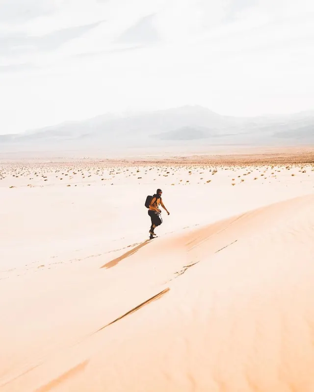 Person in Desert Landscape, minimal, photographic, light