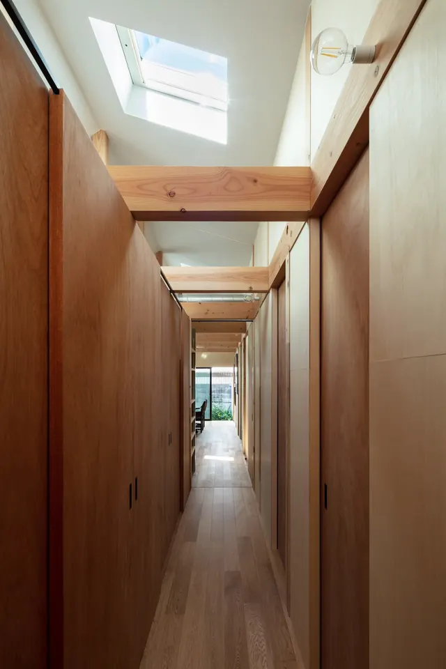 Modern Wooden Interior Hallway, minimal, photographic, warm