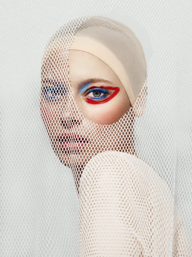 Mesh Overlay Portrait, minimal, luxury, light
