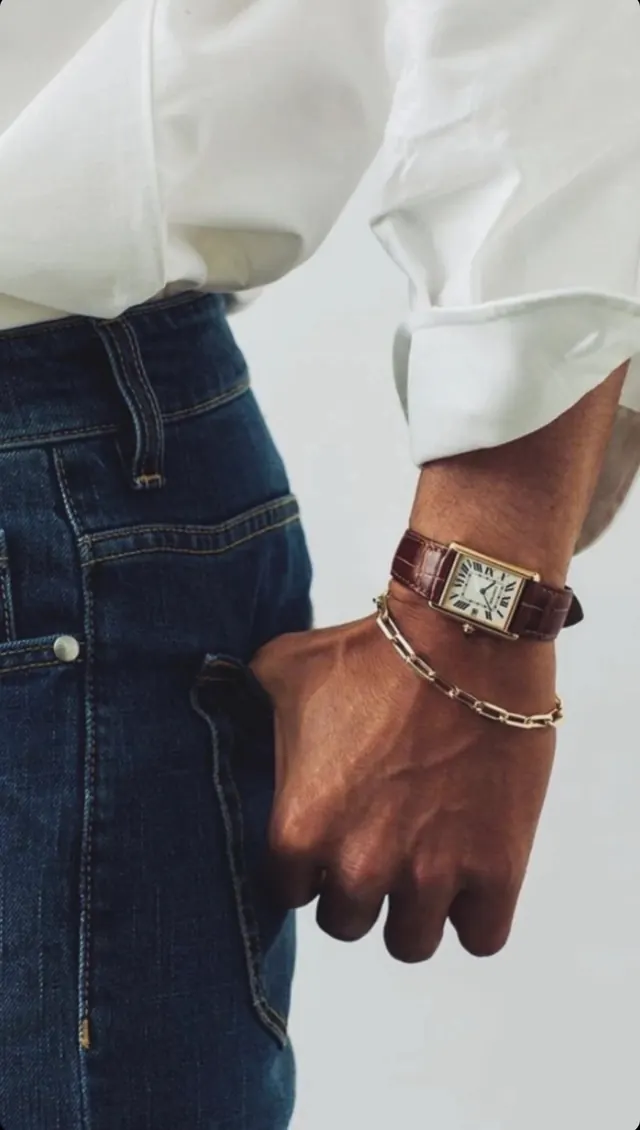 Watch Mockup on Denim, photographic, luxury, high-contrast