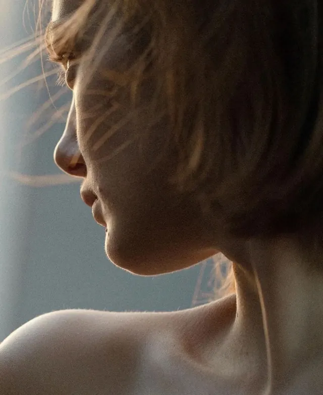 Profile of a Woman in Soft Light, organic, photographic, warm