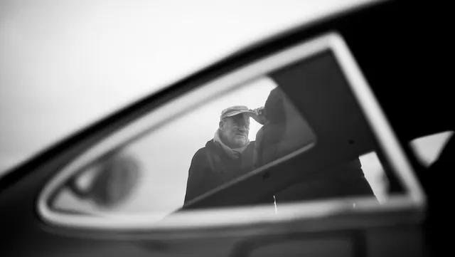 Monochrome Portrait in Car Window, monochrome, minimal, monochrome
