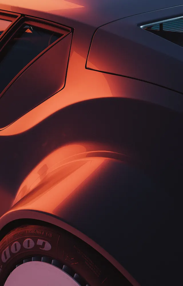 Red Car Detail Close-up, photographic, luxury, vibrant