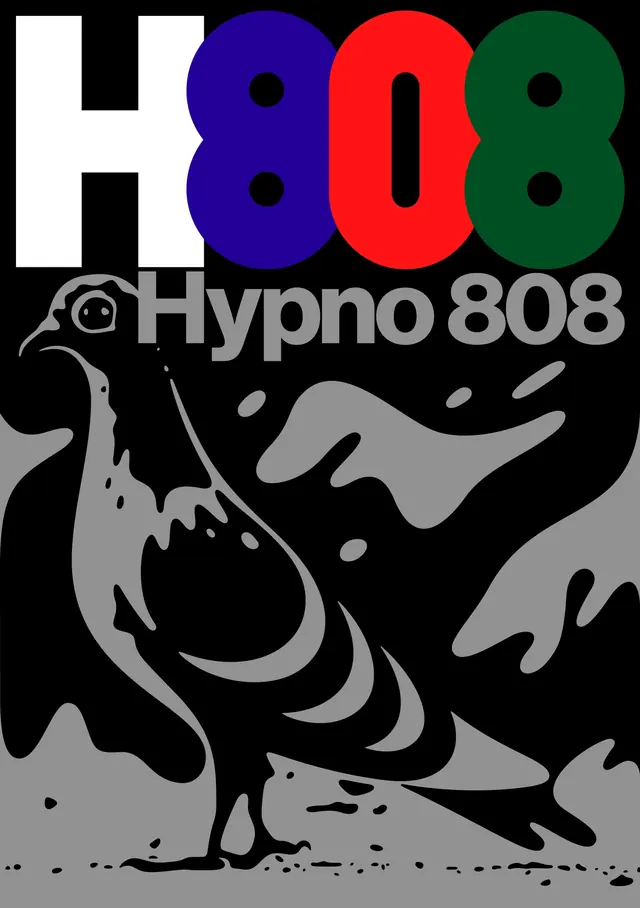 Hypno 808 Logo and Illustration, brutalist, flat, high-contrast