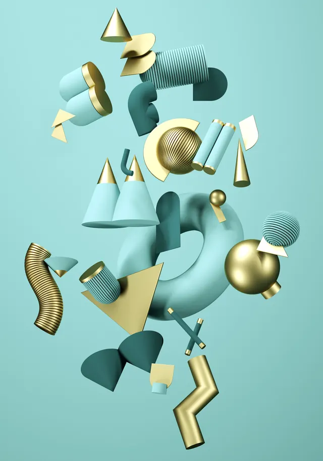 Abstract 3D Geometric Composition, 3d-render, geometric, light