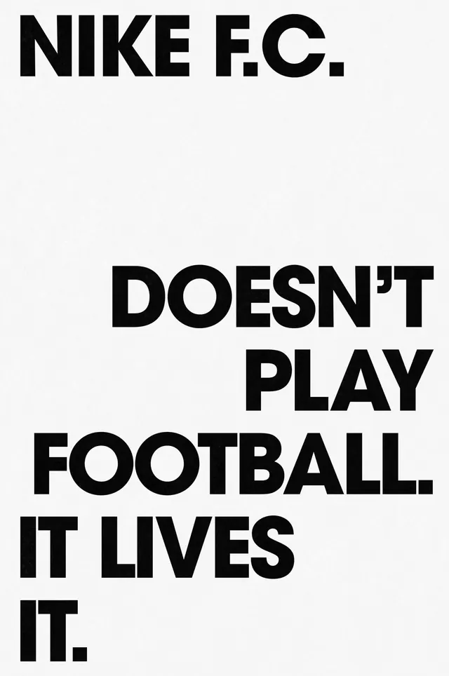 Nike F.C. Typography Design, minimal, brutalist, high-contrast