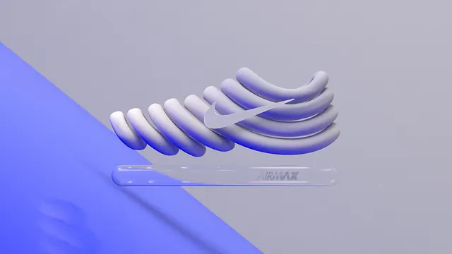 Abstract 3D Wave Logo Mockup, minimal, glassmorphism, cool