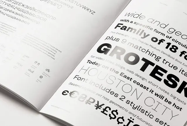 Typography-focused Editorial Spread, swiss, brutalist, high-contrast