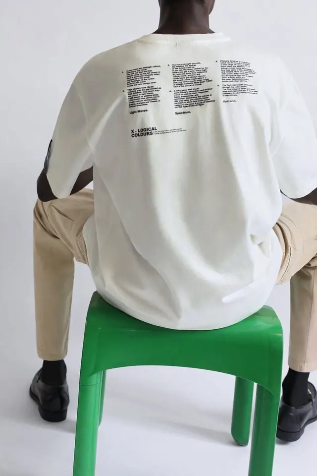 Graphic T-Shirt Mockup with Text Blocks, minimal, brutalist, light