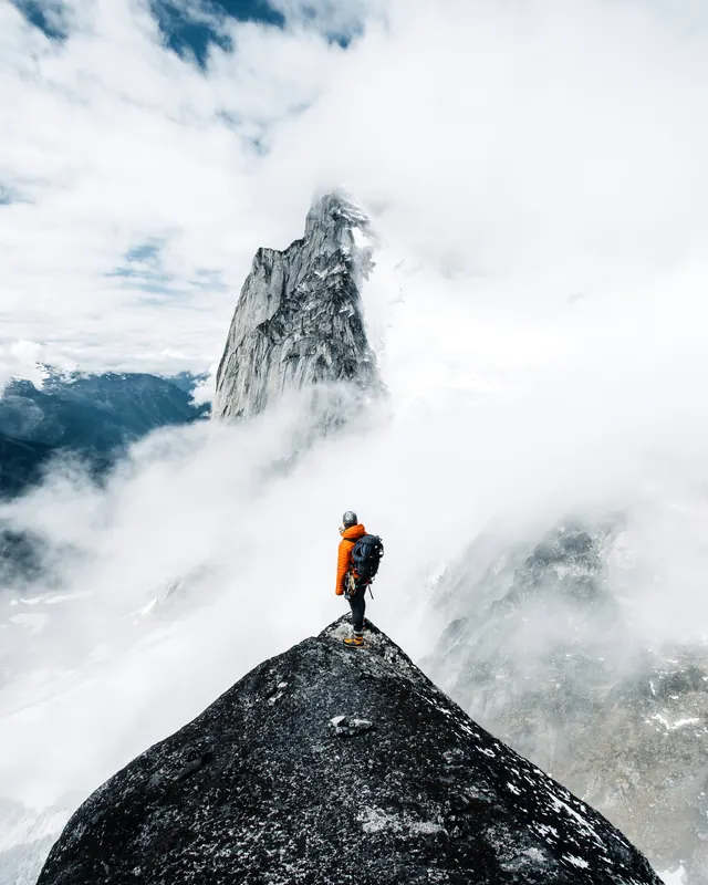 Mountain Peak Adventure, photographic, organic, high-contrast