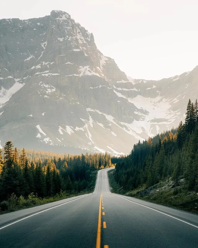 Mountain Road Perspective, photographic, minimal, muted