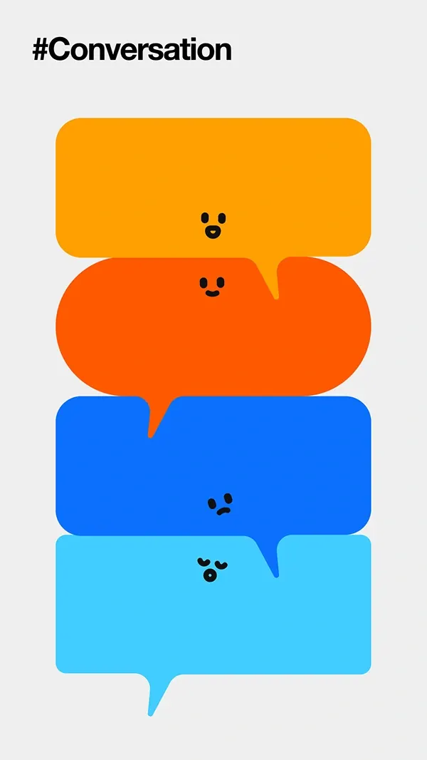 #Conversation Graphic, minimal, playful, vibrant