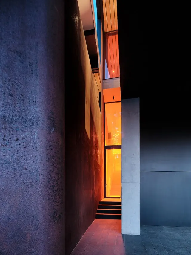 Architectural Interior with Warm Lighting, minimal, photographic, dark