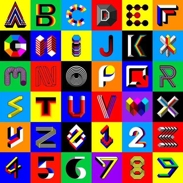 Alphabetical Logo Identity System, minimal, geometric, vibrant