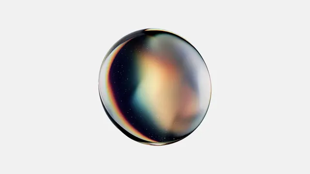 Iridescent Sphere Graphic, glassmorphism, gradient-heavy, vibrant
