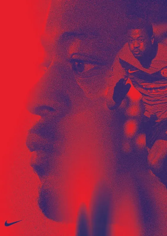 Red Duotone Portrait Collage, maximalist, photographic, vibrant