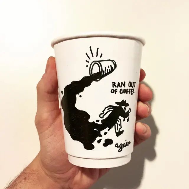 Coffee Cup Illustration Mockup, minimal, line-art, monochrome