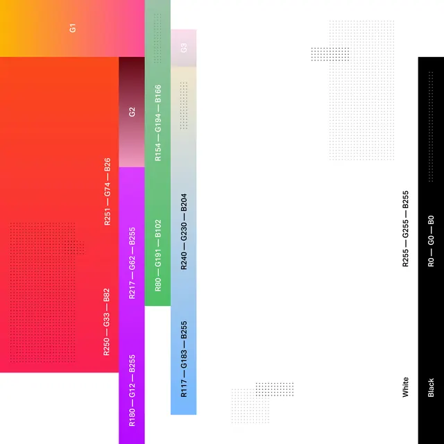 Color Palette and Typography Specification Chart, minimal, swiss, vibrant