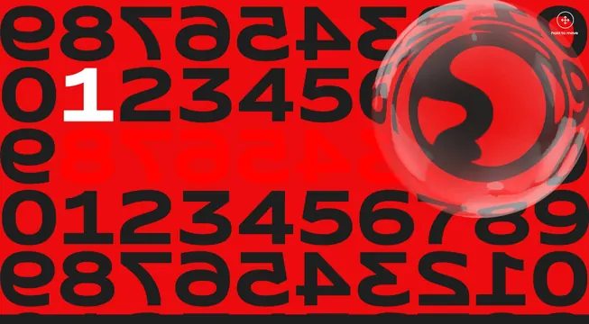 Red Numeric Pattern with Glassmorphism Sphere, glassmorphism, maximalist, vibrant