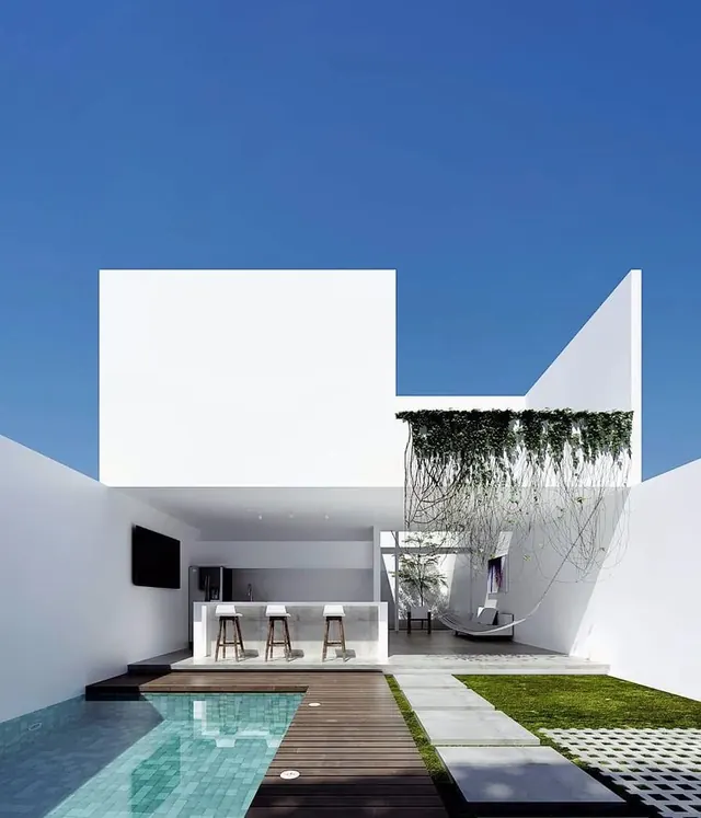 Minimalist Modernist Architecture, minimal, geometric, high-contrast