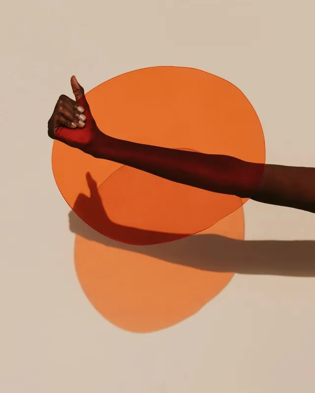 Abstract Arm and Circle Graphic, minimal, abstract, warm