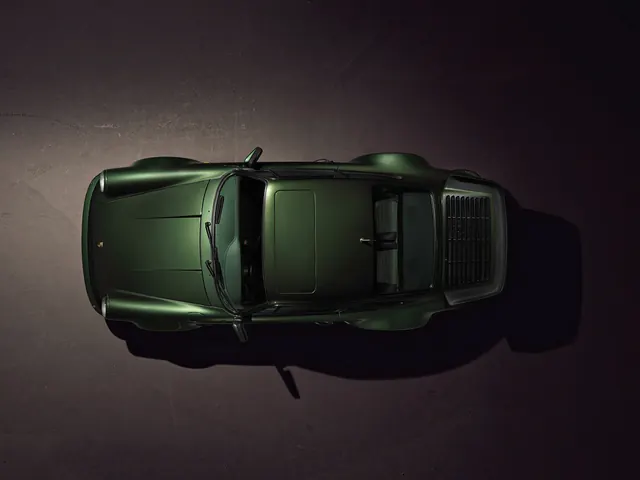 Top-Down View of a Green Vintage Car, minimal, luxury, dark
