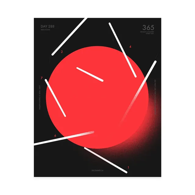 Abstract Red Sphere Graphic, minimal, swiss, high-contrast