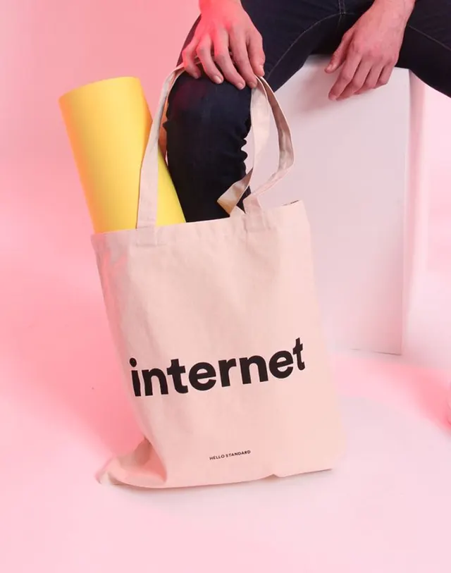 Internet Tote Bag Mockup, minimal, playful, vibrant