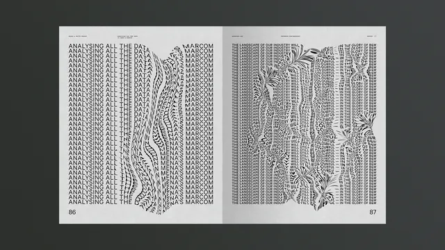 Typography and Data Visualization Spread, swiss, minimal, monochrome