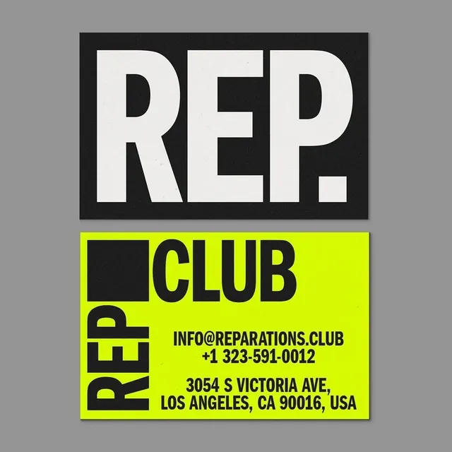 REP. CLUB Identity Design, minimal, swiss, high-contrast