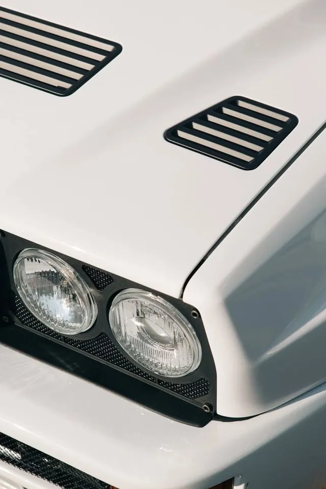 White Car Front Detail, minimal, photographic, monochrome