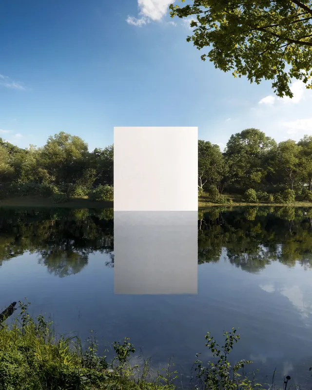Reflective White Rectangle Landscape, minimal, geometric, light