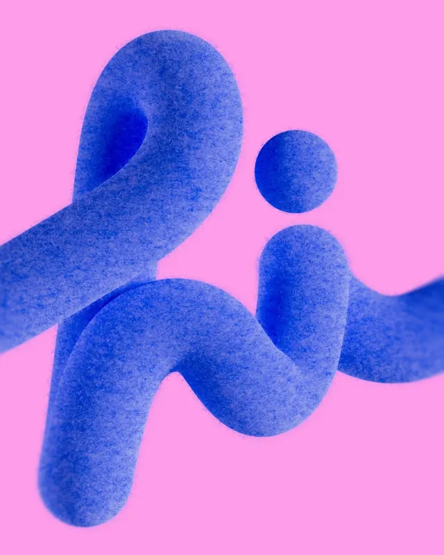 Abstract Blue Tubular Form, 3d-render, playful, vibrant