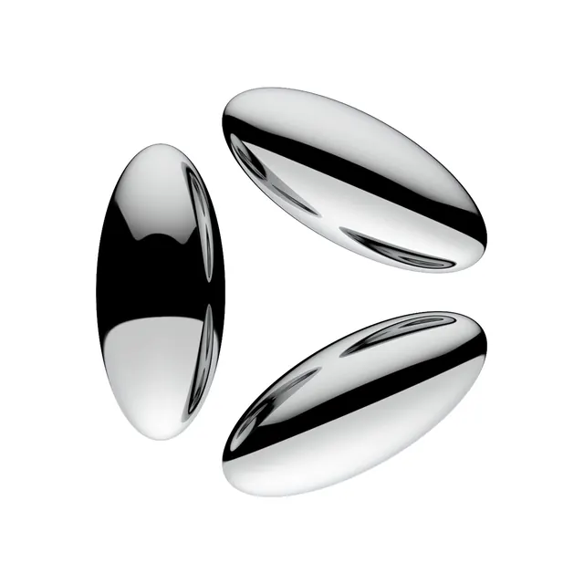 3D Metallic Ellipsoid Shapes, minimal, 3d-render, monochrome
