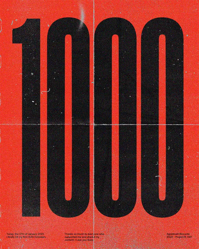 1000 Typography Poster, brutalist, neo-brutalist, vibrant