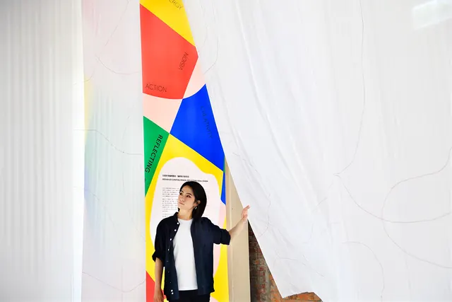 Man in Suit with Flag Overlay, photographic, minimal, vibrant