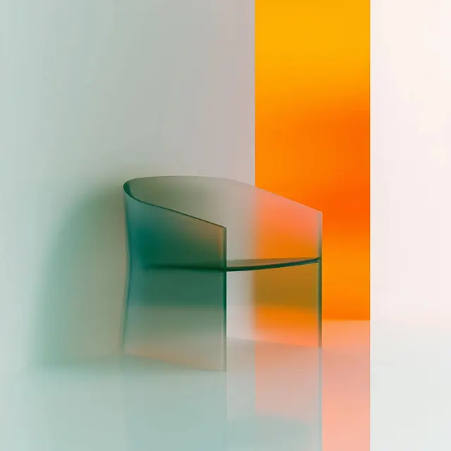 Translucent Geometric 3D Render, minimal, glassmorphism, vibrant