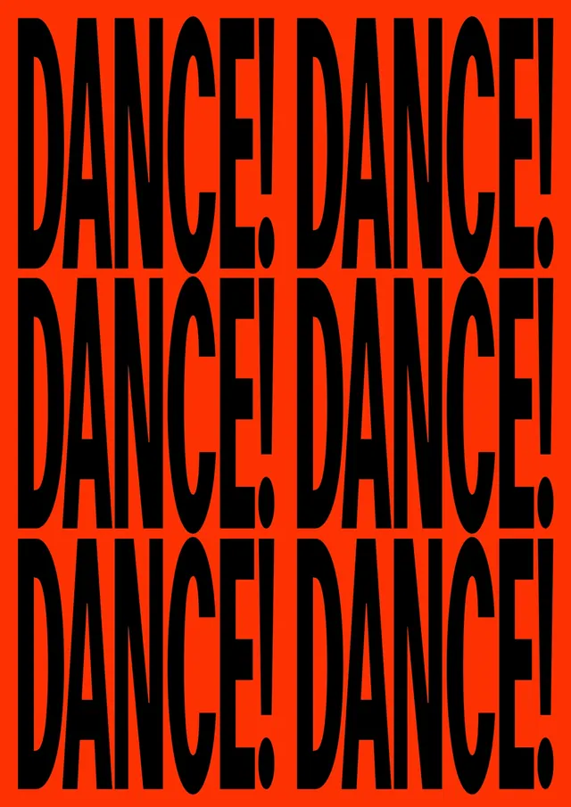 Repeating Dance Wordmark Pattern, brutalist, neo-brutalist, high-contrast