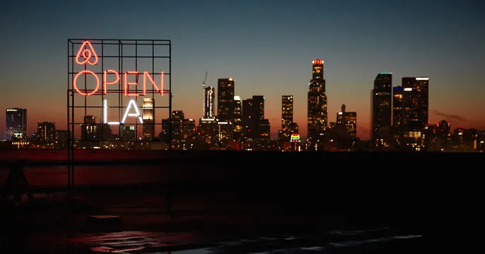 Open LA Neon Sign Mockup, photographic, minimal, dark