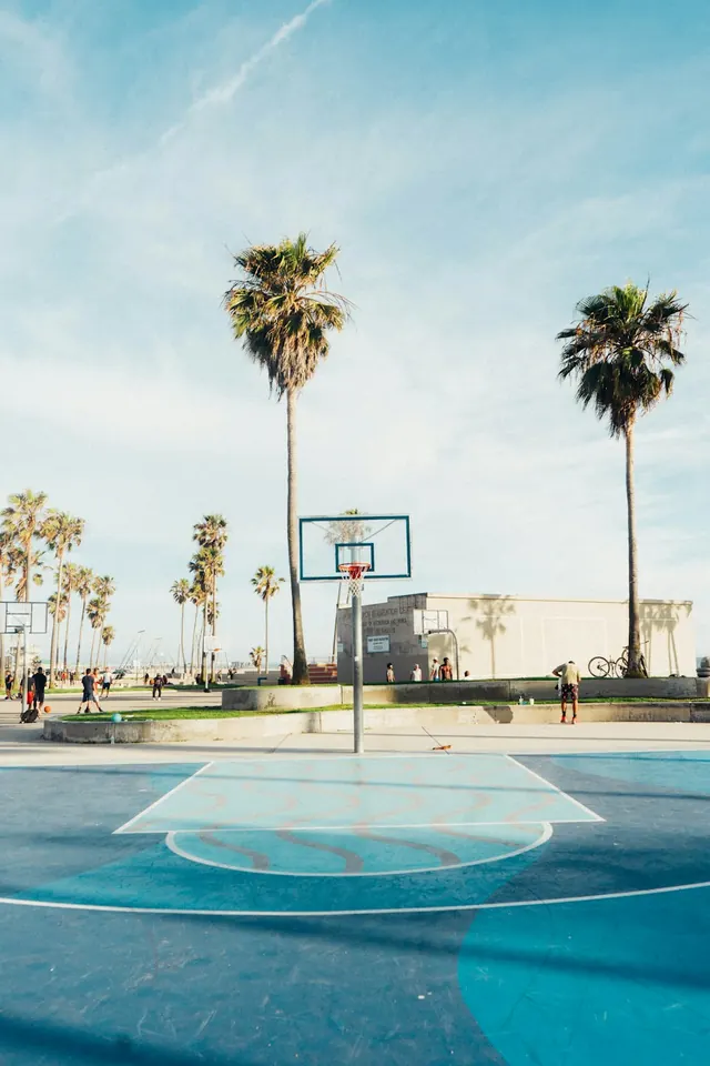 Outdoor Basketball Court, photographic, minimal, vibrant