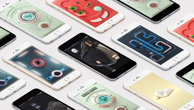 Mobile App UI Design Mockups, minimal, gradient-heavy, vibrant