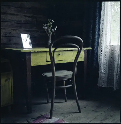 Rustic Workspace Interior, photographic, organic, dark