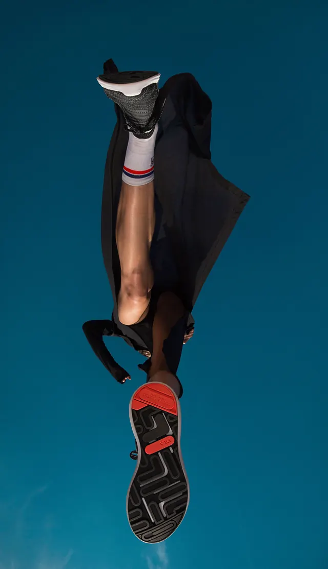 Abstract Humanoid Figure with Footwear, minimal, abstract, high-contrast