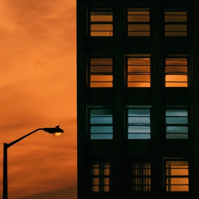Urban Sunset Architecture, minimal, geometric, warm